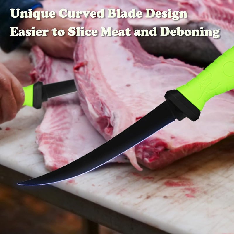 HOWORR Fillet Knife, 7 Inches Professional Filet Knife for Fish, Stainless Steel Blade Fishing Knifes with Sharpener and Cutting Resistant Gloves, Fishing Stuff, Fishing Accessories, Green - Image 4